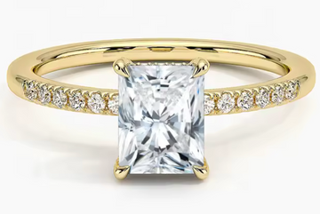 14kt Radiant Cut Hidden Halo Engagement Ring