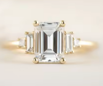 14kt Yellow Gold 2.0ct Emerald Cut Lab Diamond Engagement Ring