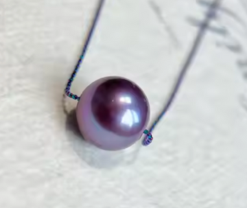 14kt Beaded 12MM Freshwater Purple Pearl Necklace