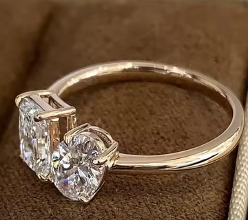 14kt Moi et Toi Lab Diamond Radiant and Oval Ring