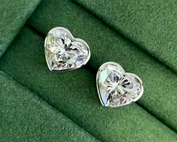14kt White Gold Heart Shaped Lab Diamond Studs 3 Carats Total Weight (1.5ct each ear)