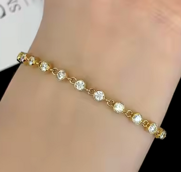 9kt Gold Lab Diamond Bezel Set Bracelet 1.5cttw, SI-1, FG, 5.32 Grams