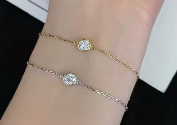 Solitaire .40ct VS2 GH Lab Diamond Chain Bracelet in 14kt Gold