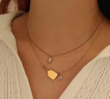 18kt Gold Over Stainless PVD Pickleball Necklace