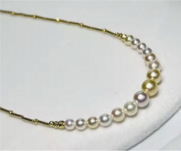 Akoya Sea Pearl Necklace With Multiple Colored Pearls