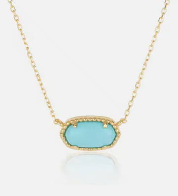 Turquoise Oval Gold Over Sterling Silver Necklace