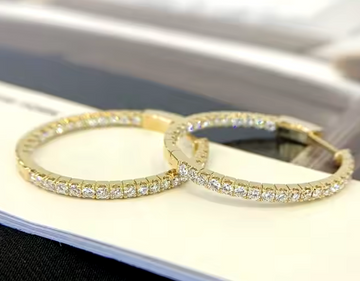 14kt Yellow Gold Inside Outside Lab Diamond Hoop Earrings 1cttw