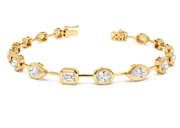 14kt Gold Lab Diamond Marquis, Round, Oval, Emerald Cut Bracelet, 2.77cttw, SI-1, GH