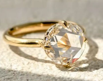 14kt Gold Rose Cut Lab Diamond Engagement Ring 2 Carats, VS1-2, DEF