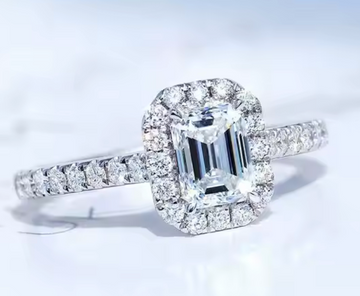 Fabulous Emerald Cut Lab Diamond with Halo Engagement Ring- VS1-2, DEF, EXC