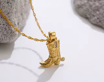 18kt Gold over Stainless Steel Cowboy Boot Pendant