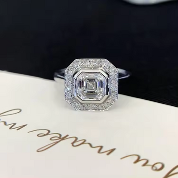 14kt Gold Asscher Cut Lab Diamond Engagement Ring