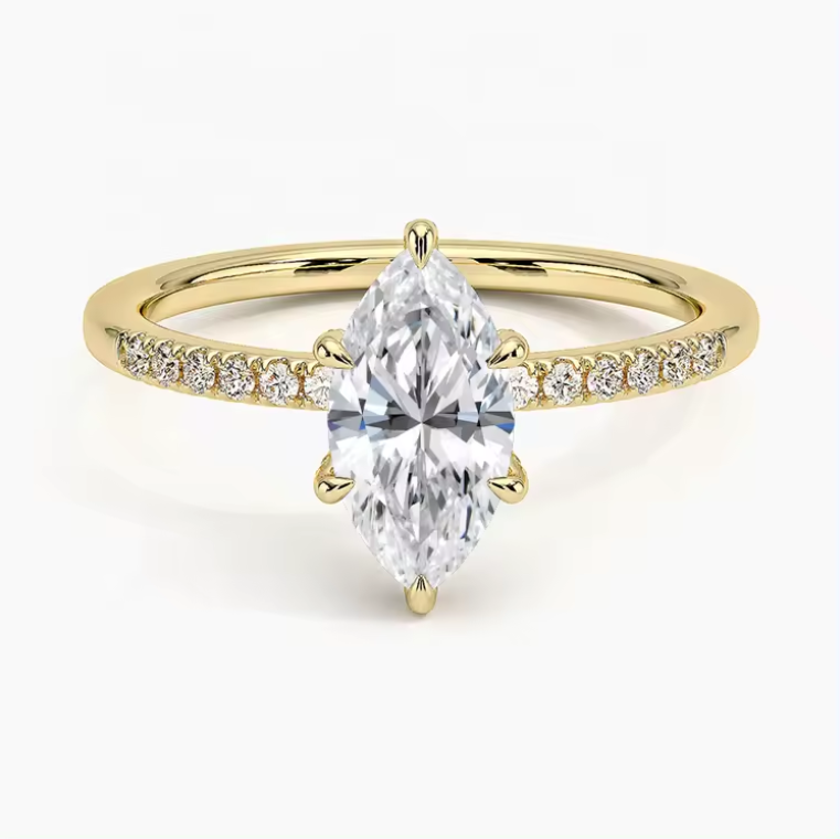 14kt Gold 1 Carat Marquis Lab Diamond Engagement Ring