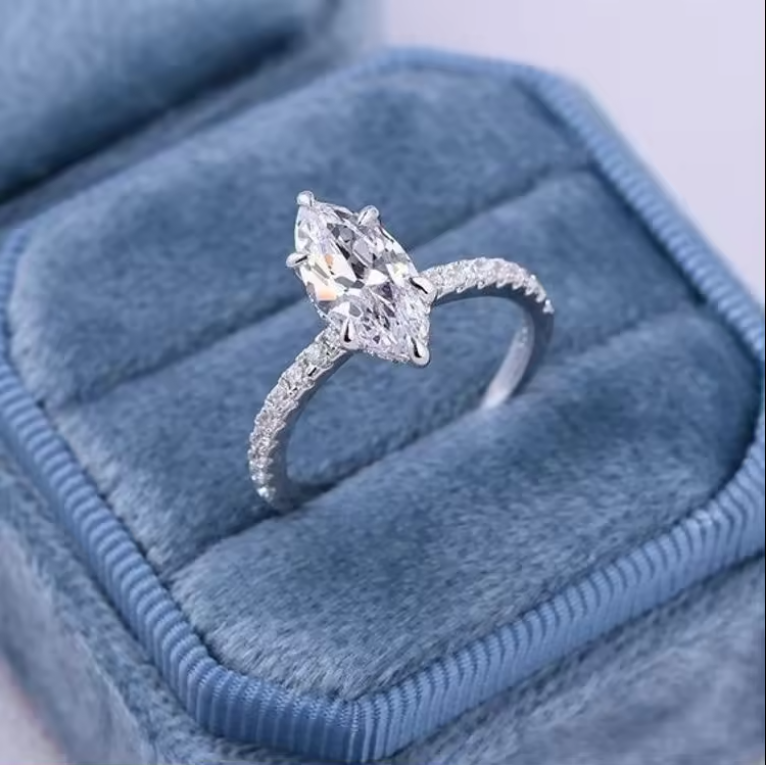 14kt Gold 1 Carat Marquis Lab Diamond Engagement Ring