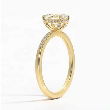 14kt Gold Hidden Halo 1 Carat Round Brilliant Lab Diamond Engagement Ring