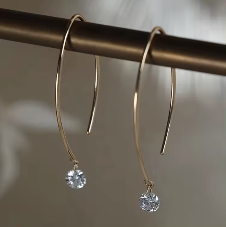 14kt Gold Wire Lab Diamond Earrings