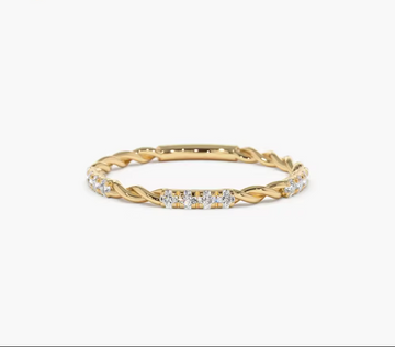 14kt Twisted Rope Eternity Diamond Ring