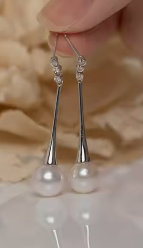 14kt White Gold Sea Water Pearl Drop Earrings