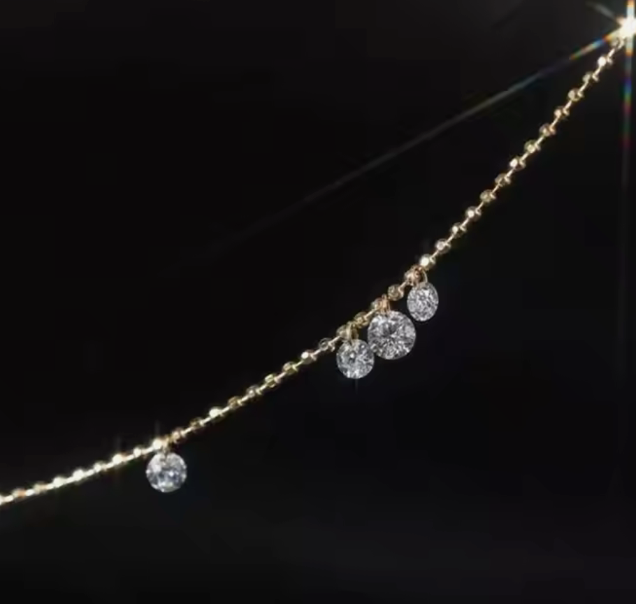 Drilled Diamond 14kt Yellow Gold Necklace