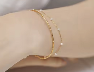 14kt Yellow Gold and Freshwater Pearl Stretchy Bracelet