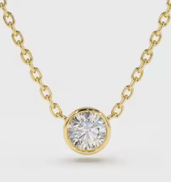 14kt Gold Solitaire Lab Diamond Pendant