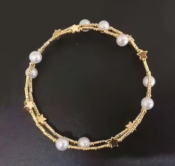 Stretchy 14kt Gold and Freshwater Pearl Bracelet