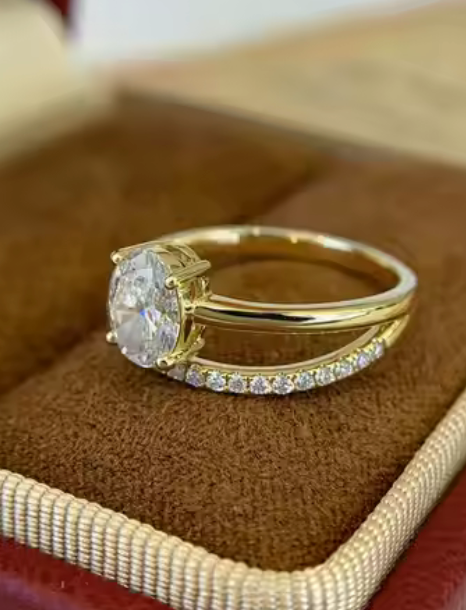 14kt Gold Oval Lab Diamond Engagement Ring