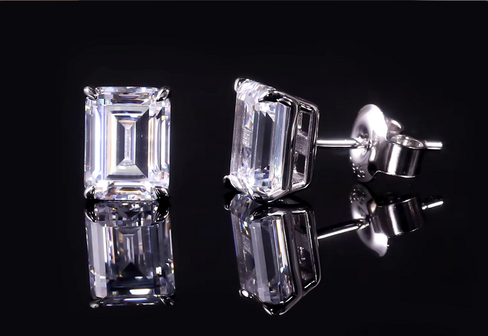 14kt Emerald Cut Lab Diamond Stud Earrings Approx. 2cttw