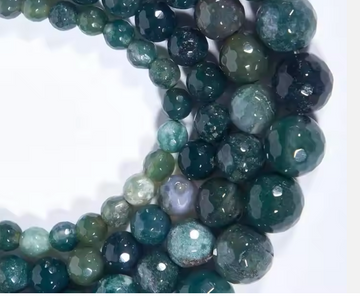 Faceted Moss Agate Beads for Hand Made Projects