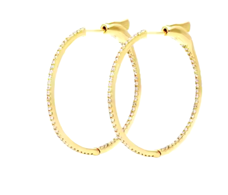 14kt Gold Lab Diamond Hoop Earrings