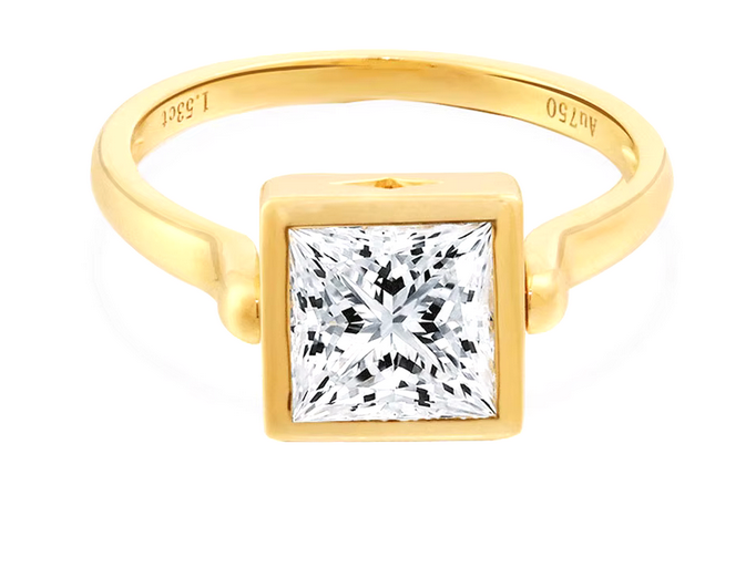 14kt Gold 1.50 Carat Princess Cut Lab Diamond Ring