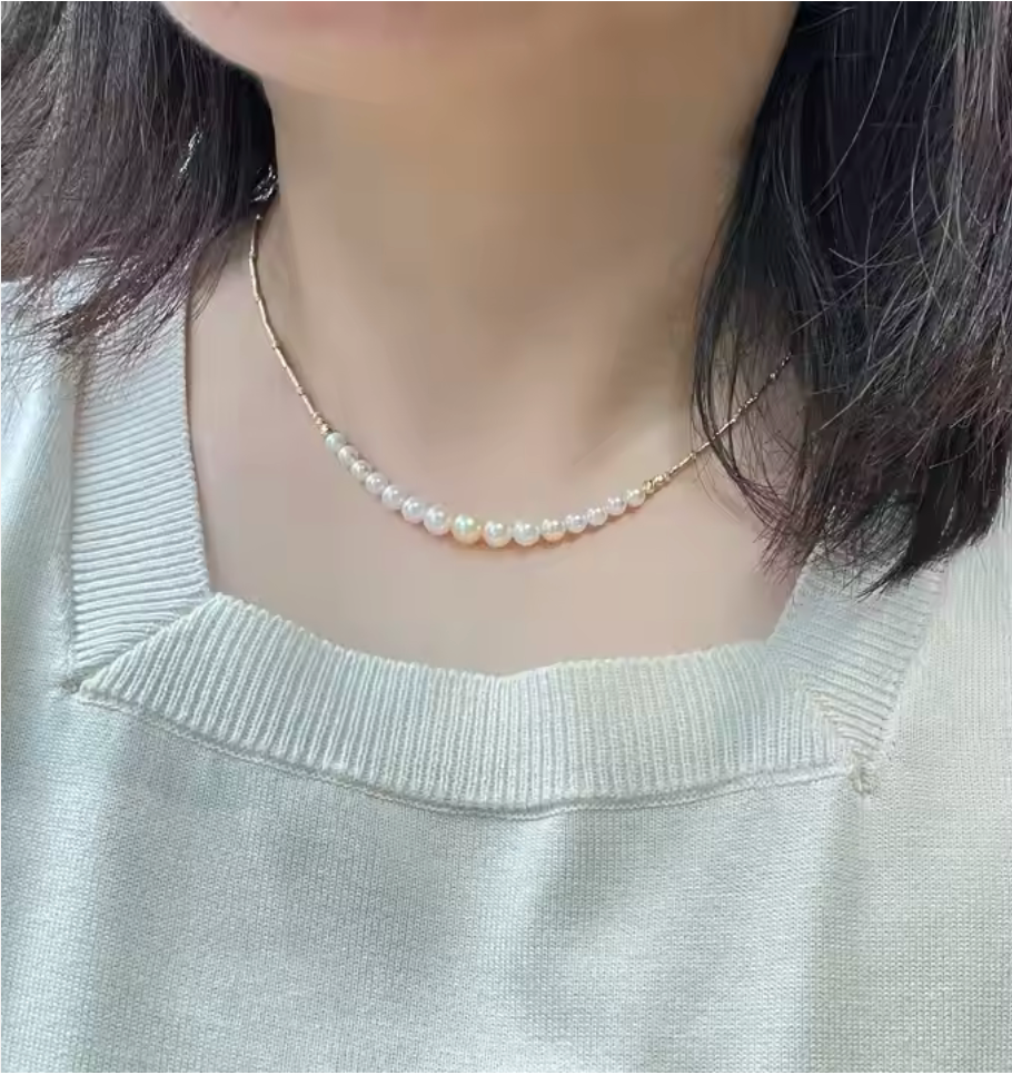 Akoya Sea Pearl Necklace With Multiple Colored Pearls