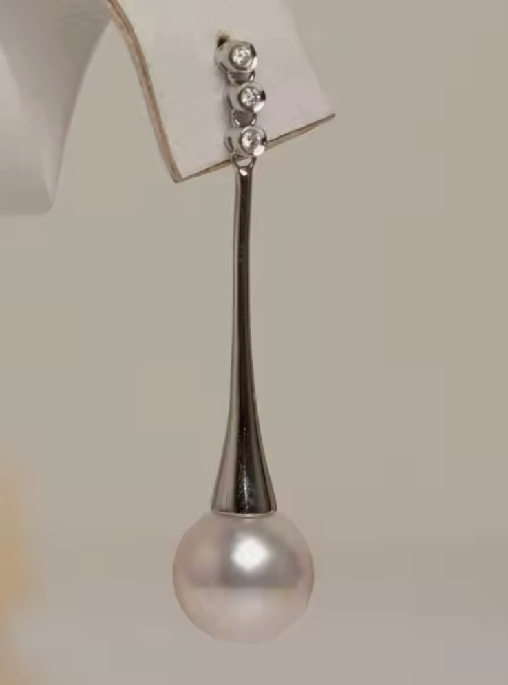 14kt White Gold Sea Water Pearl Drop Earrings