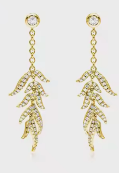 14kt Lab Diamond Leaf Earrings