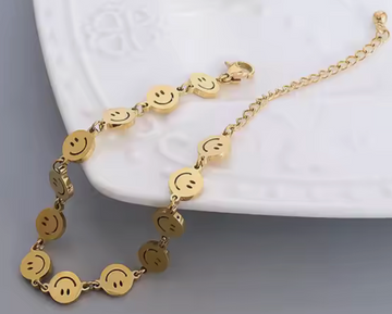 18kt Gold Over Stainless Steel Smiley Face