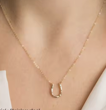 Gold Over Stainless Steel Horseshoe Necklace