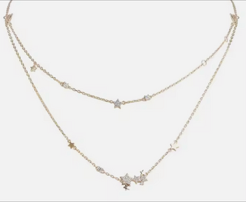 Gold Vermeil Zircon Stars Double Necklace