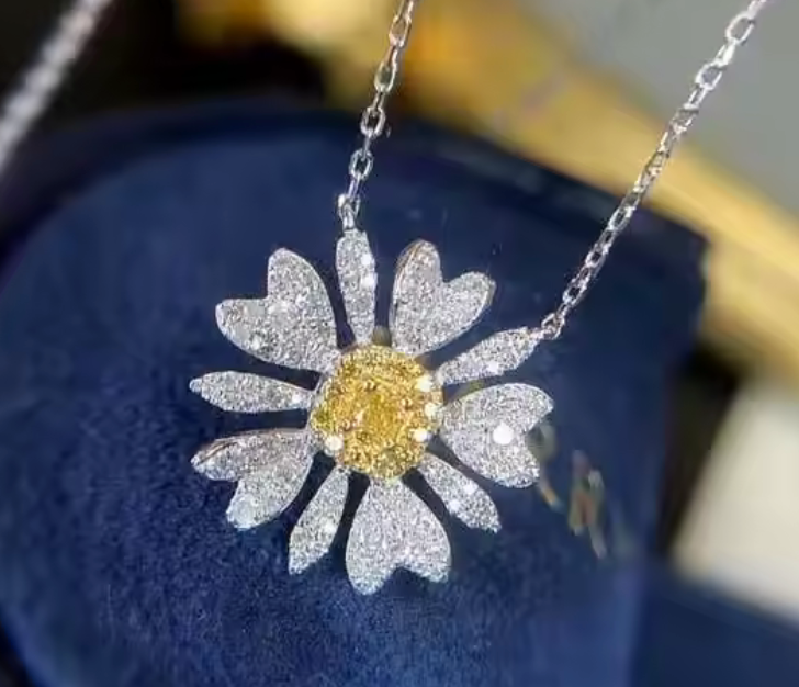 14kt Gold Yellow Diamond Daisy Necklace