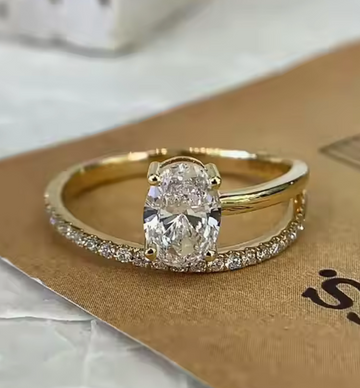 14kt Gold Oval Lab Diamond Engagement Ring