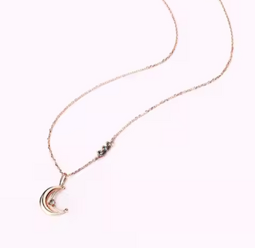 14kt Rose Gold Blue Topaz Crescent Moon Necklace