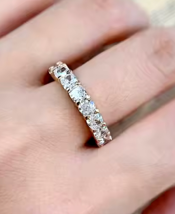 14kt Rose Gold 4cttw Cushion Cut Lab Diamond Eternity Band