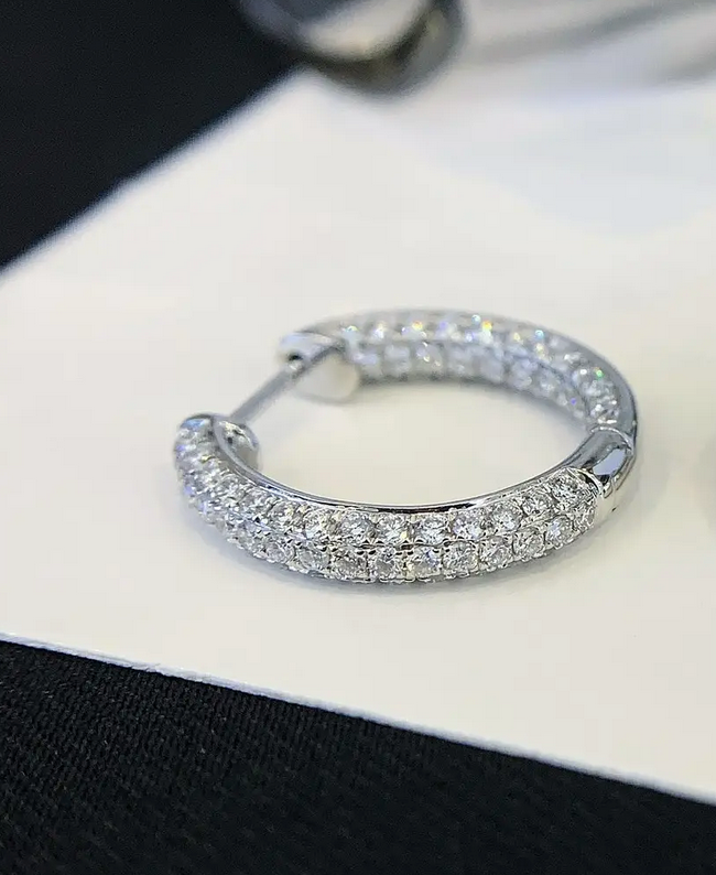 14kt Lab Diamond Hoop In and Out Hoop Earrings 1.25cttw