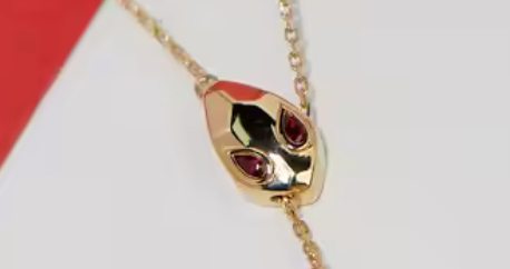 14kt Gold South Sea Pearl Lariat with Ruby Eyed Snake
